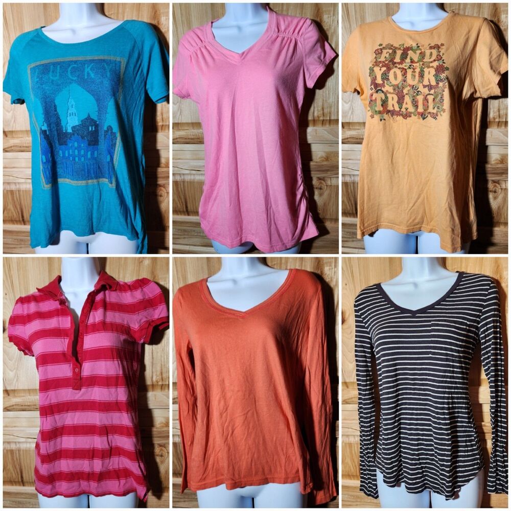 Women’s Small Tops Lot – 6 Mixed Styles, Long & Short Sleeve